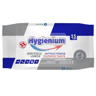 Antibacterial wet wipes, 15 pieces, Hygienium