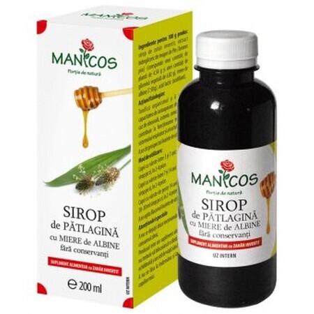 Sirop de patlagina cu miere 200 ml, Manicos