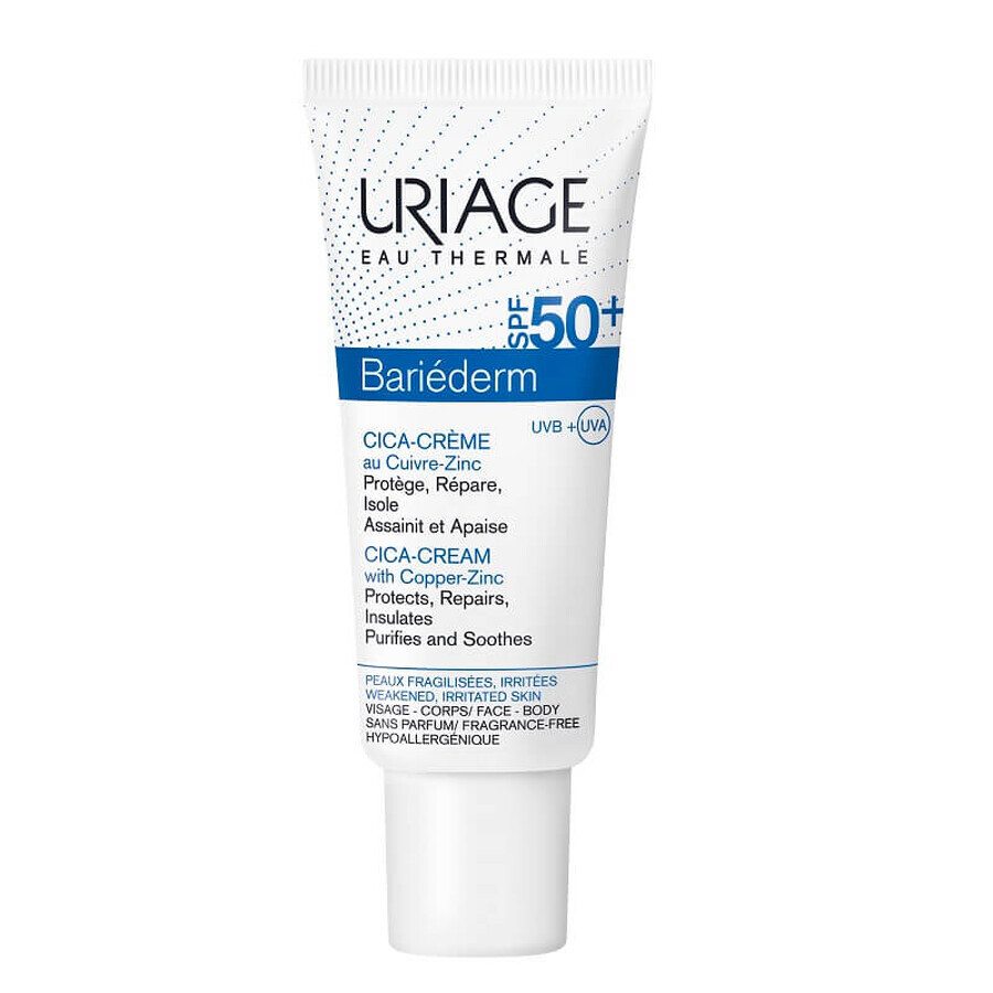 Creme mit SPF 50+ Bariederm Cica, 40 ml, Uriage