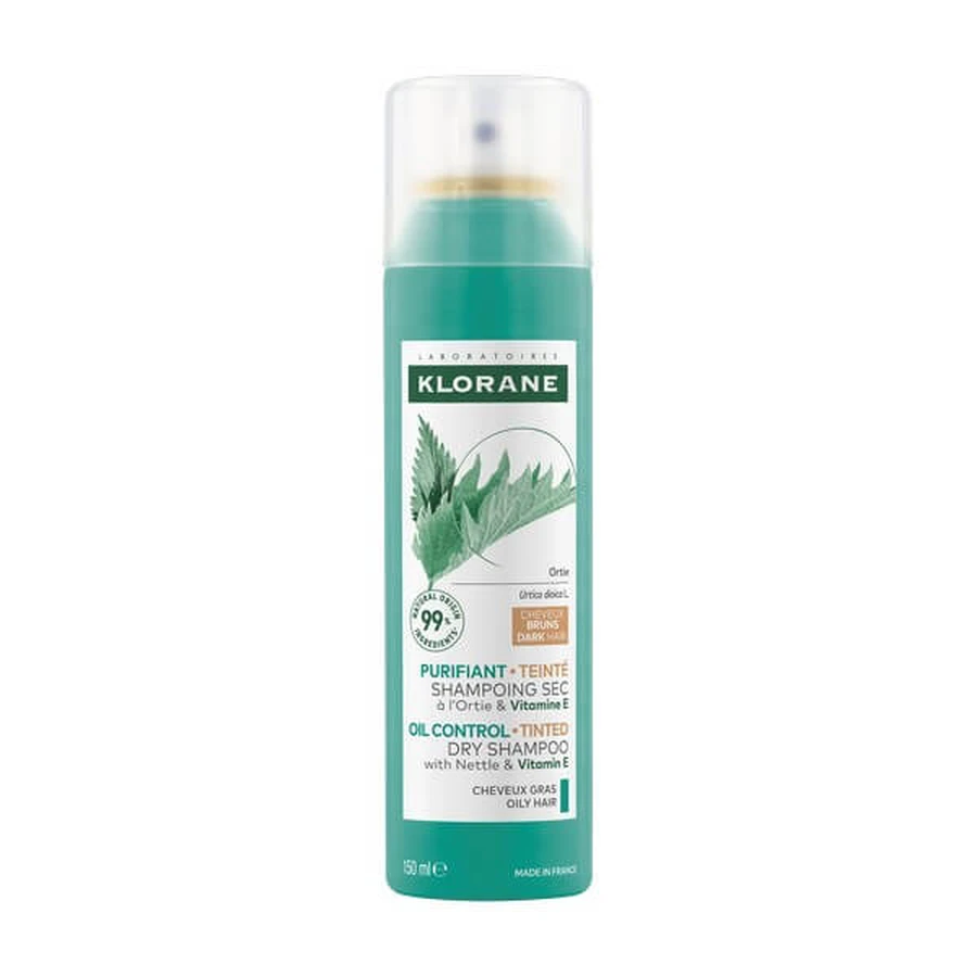 Klorane Trockenshampoo mit Brennnessel und Vitamin E für dunkles Haar