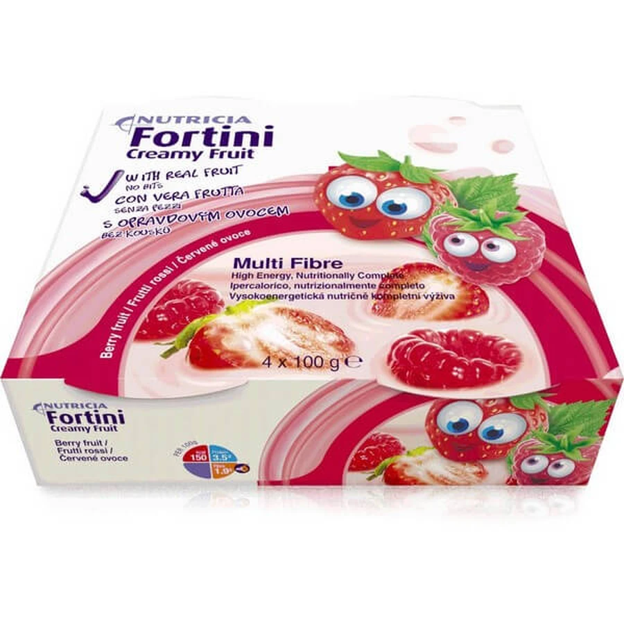 Fortini Romig Fruit Multi Vezels Rode Vruchten 4x100 G