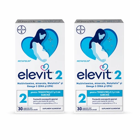 Elevit 2, Multivitamines voor zwangerschap - 2e en 3e trimester van de zwangerschap, 2x30 capsules, Bayer