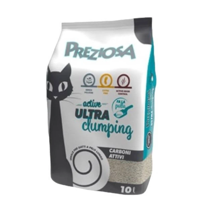 LITIERĂ PREȚIOASĂ PENTRU PISICI CU CĂRBUNE ACTIV ULTRAAGLOMERANT 10 LITRI