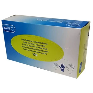 ALVITA® DUST-FREE LATEX GLOVES M 100 bucăți