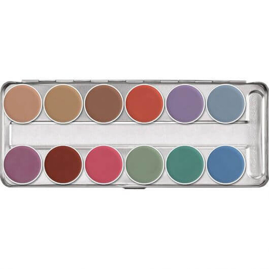 Paleta make up Kryolan Aquacolor P 12 culori pentru fata si corp  40ml