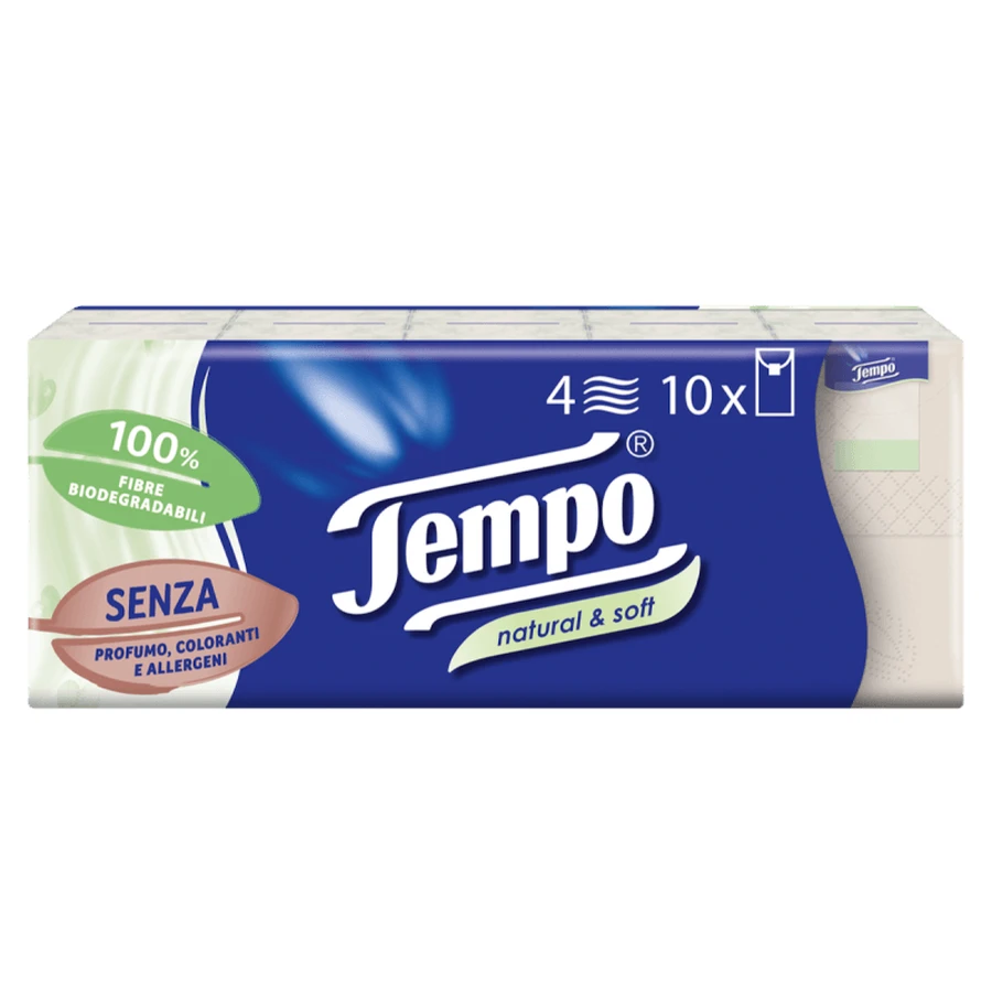 Zakdoekjes Natural &amp; Soft Tempo 10 Pakjes