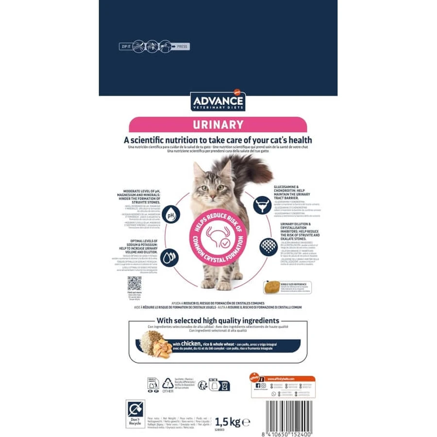 Advance Veterinary diets urinary chicken - complete dieetvoeding voor volwassen katten met urinewegproblemen 1.5 kg