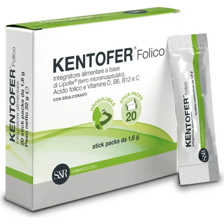Kentofer foliumzuur 20 stickpacks - ijzer- en vitaminesupplement voor zwangerschap