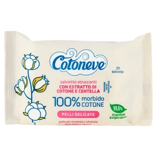 Cotoneve 20 salviette struccanti per pelli sensibili con cotone e centella