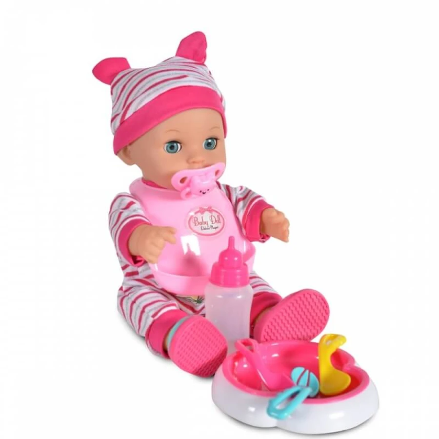Muñeca Moni trade con accesorios - se alimenta bebe y hace pis 3+