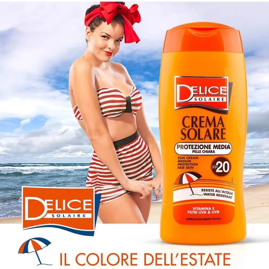 Delice Cremă de protecție solară protecție medie piele ușoară spf 20 250 ml