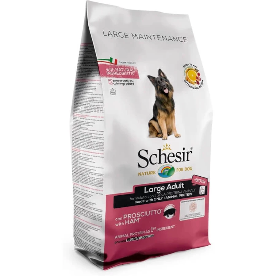 Schesir Large maintenance adult mare cu șuncă - hrană completă pentru câini de rasă mare 12 kg