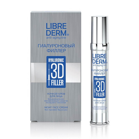 Cremă de noapte anti-îmbătrânire pentru față Hyaluronic Filler, 30ml, Libre Derm