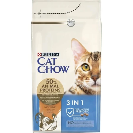Purina cat chow 3 in 1 indyk - karma pełnoporcjowa dla dorosłych kotów kastrowanych 1,5 kg: ceny i cechy