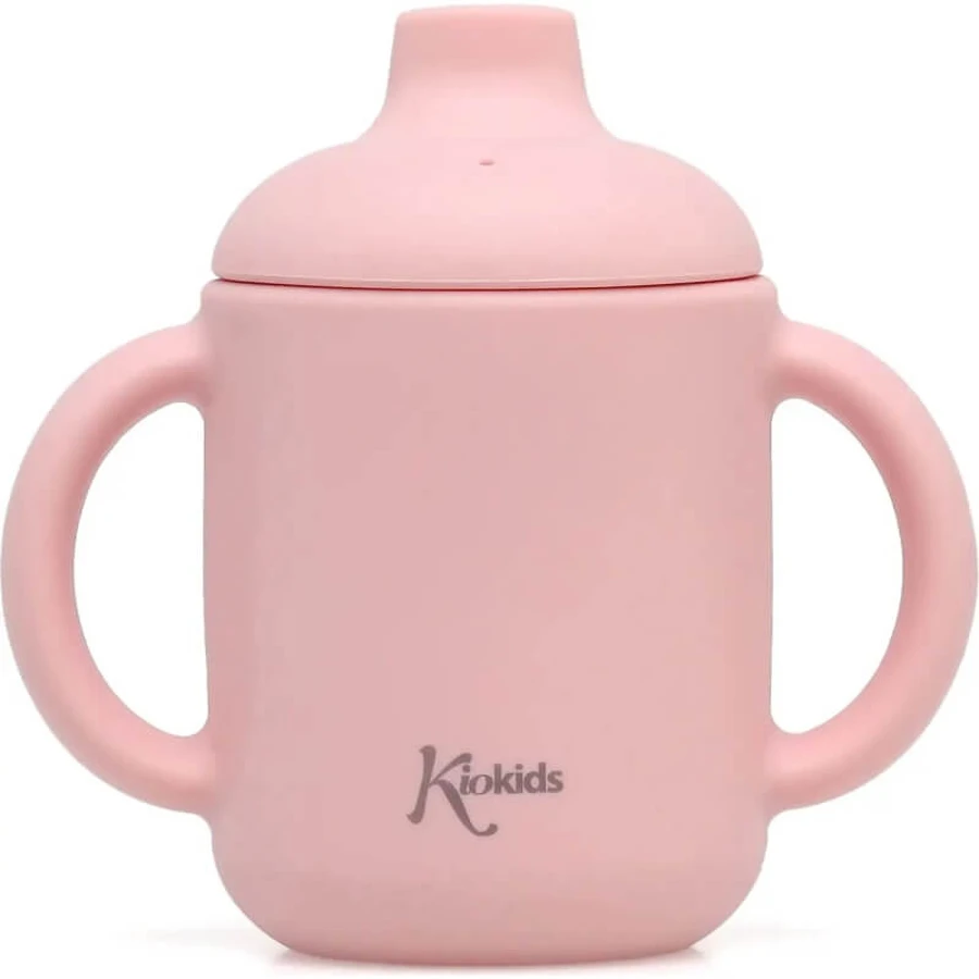 Kiokids Silicone cup with handles 120 ml pink 4m+