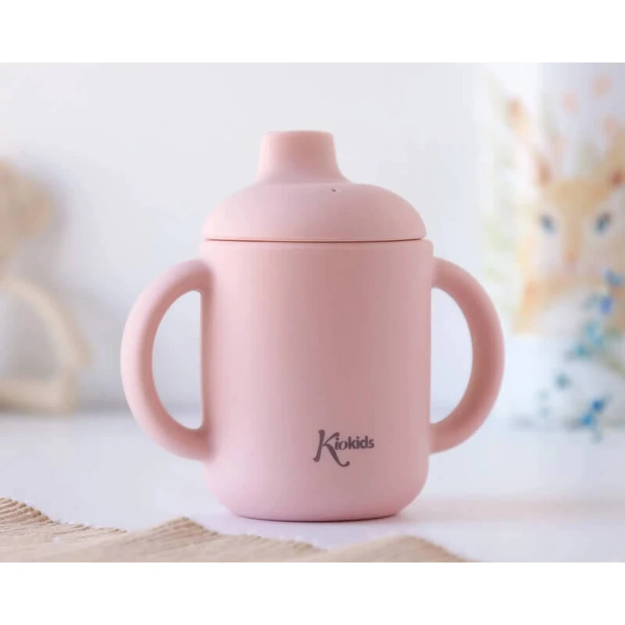 Kiokids Silicone cup with handles 120 ml pink 4m+