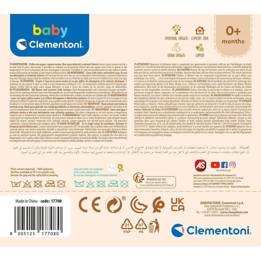 Clementoni Easy-peasy zachte beer - pluche knuffel met hangers