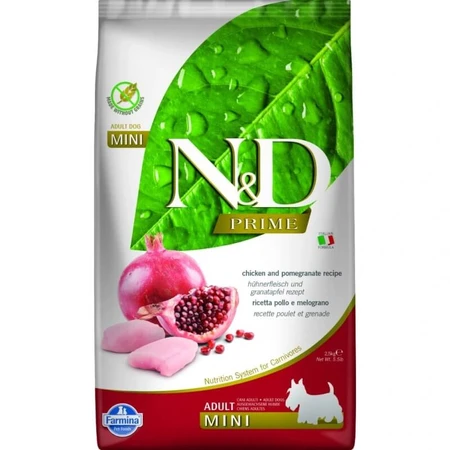 Farmina N&amp;d prime adult mini met kip en granaatappel - volledige voeding voor honden 2.5 kg