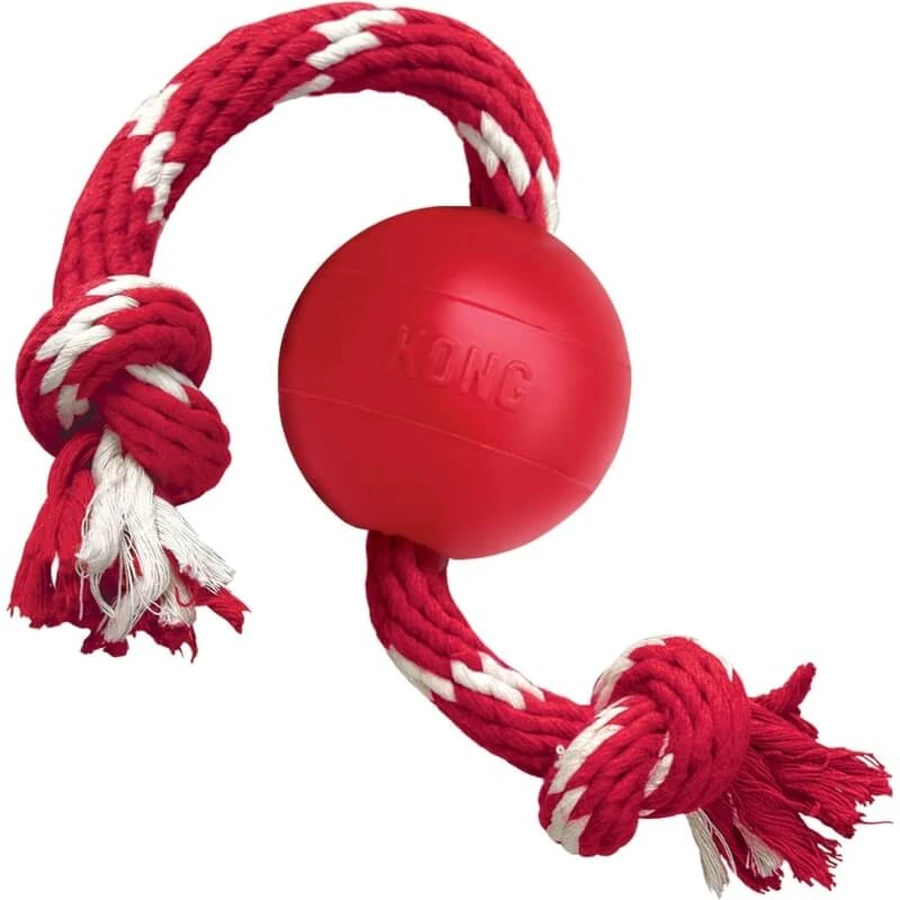 Kong Kong bal - hondenspeeltje met touw geassorteerde kleuren maat s