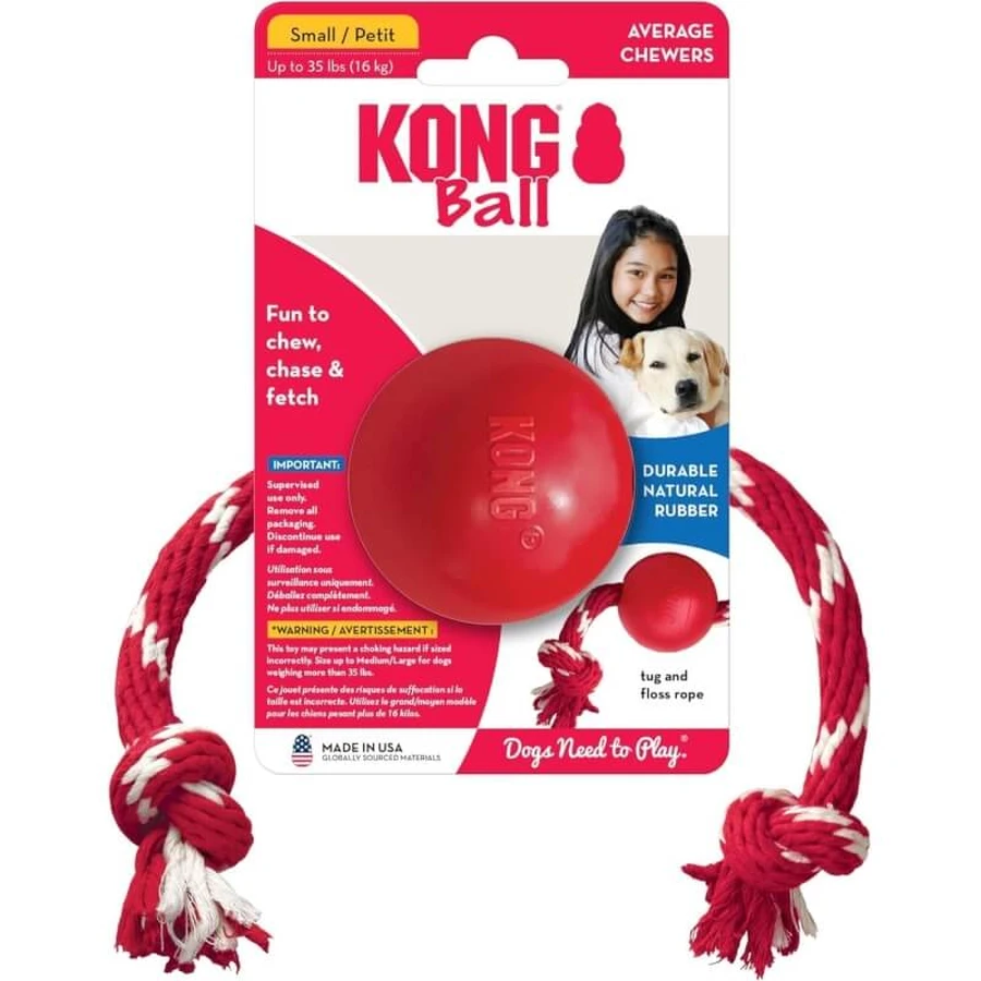 Kong Kong bal - hondenspeeltje met touw geassorteerde kleuren maat s