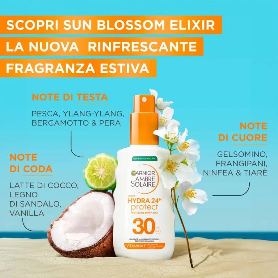 Garnier zonnebrandcrème 30 spf hydra 24h protect spray hoge bescherming 150 ml