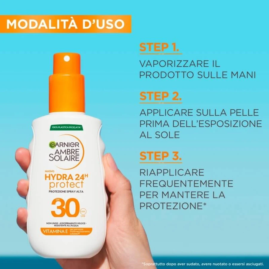 Garnier zonnebrandcrème 30 spf hydra 24h protect spray hoge bescherming 150 ml