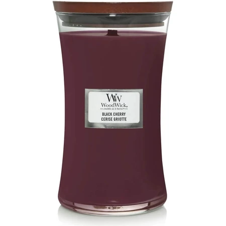 Woodwick Black cherry - lumânare parfumată clepsidră mare 609 g