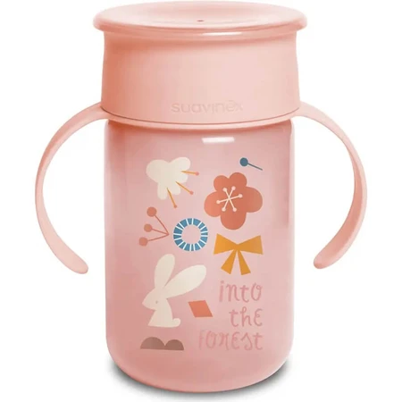 Suavinex 360° trainingsbeker bos - 12m+ 340ml roze beker met handvatten