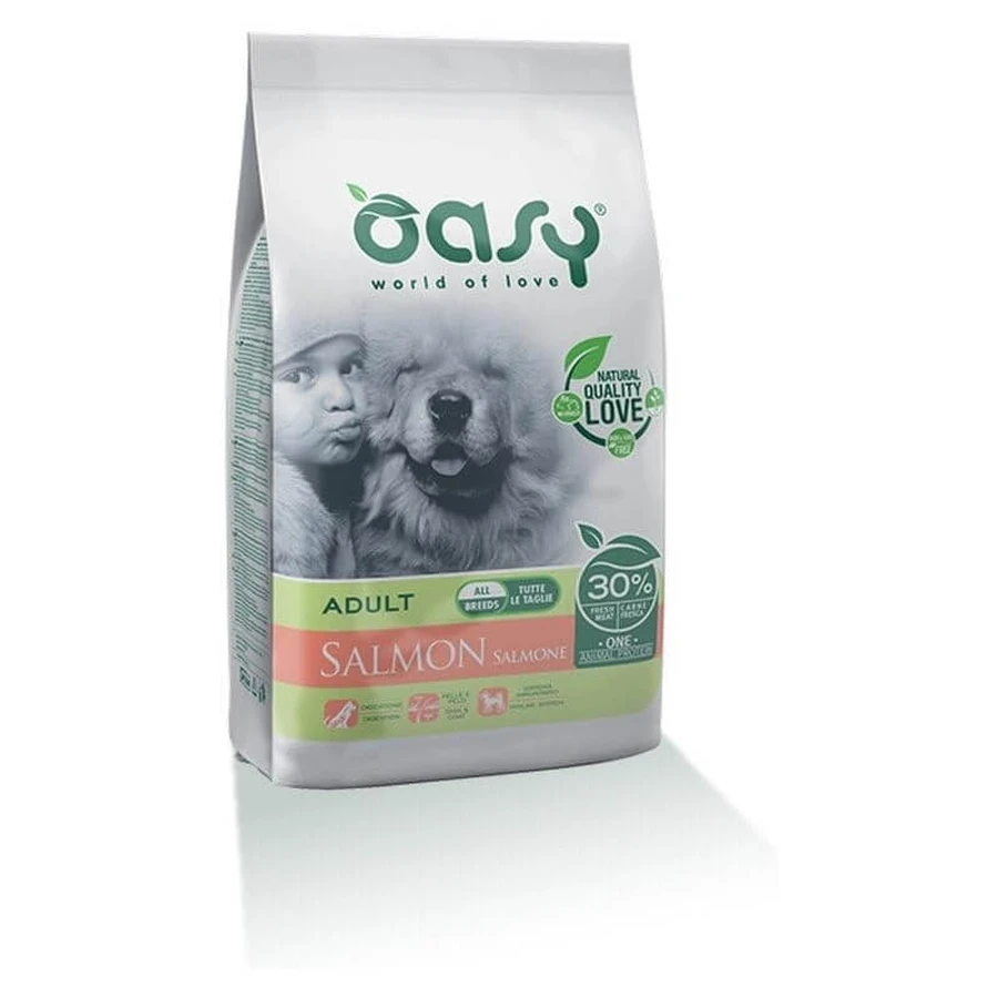 Oasy Adult one protein medium large salmon - Alleinfuttermittel für ausgewachsene mittelgroße und große Hunde 2,5 kg