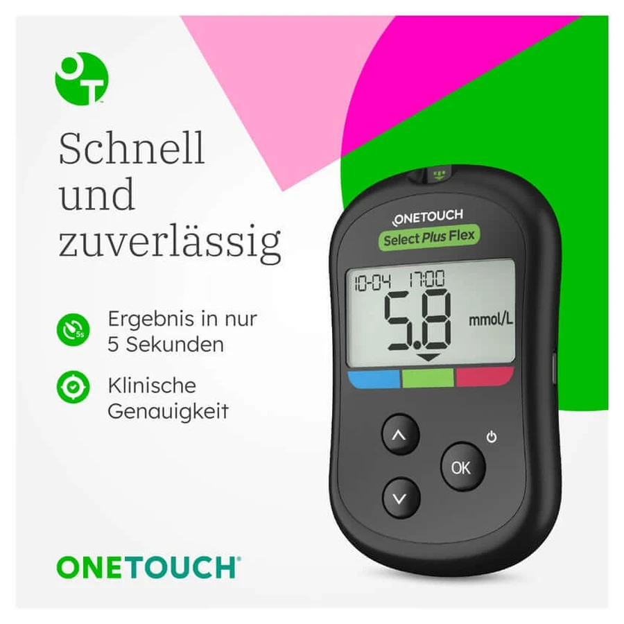 OneTouch Select Plus Flex bloedglucosemeter (mmol/dL) 1 st