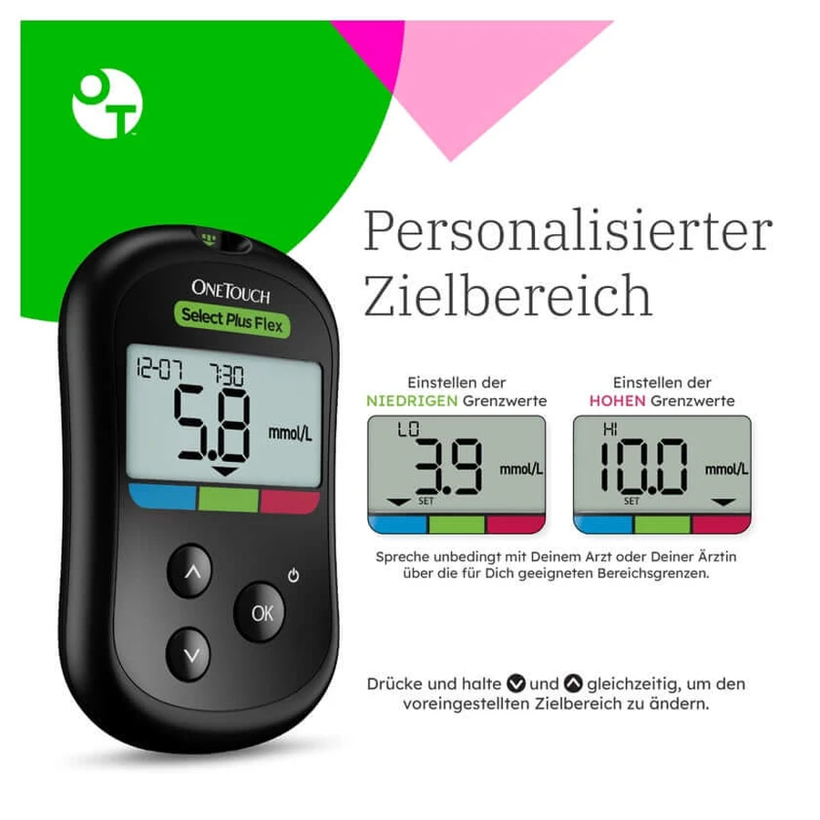 OneTouch Select Plus Flex bloedglucosemeter (mmol/dL) 1 st