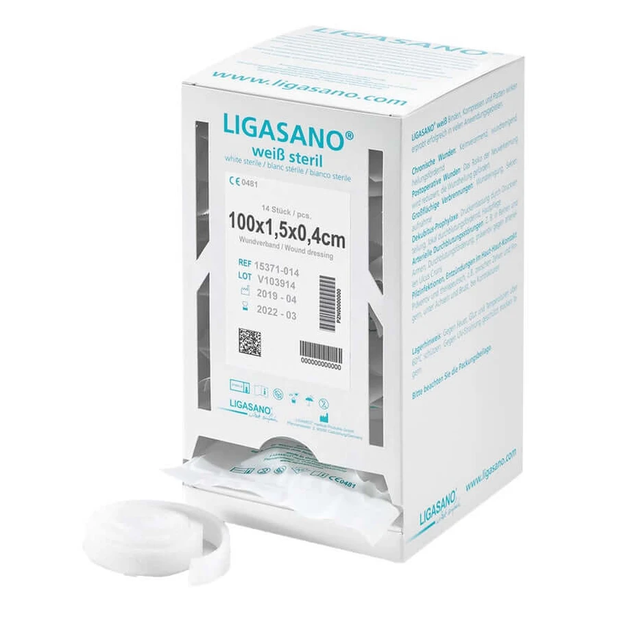 Ligasano pansament alb mini 0.4x1.5x100 14 buc.