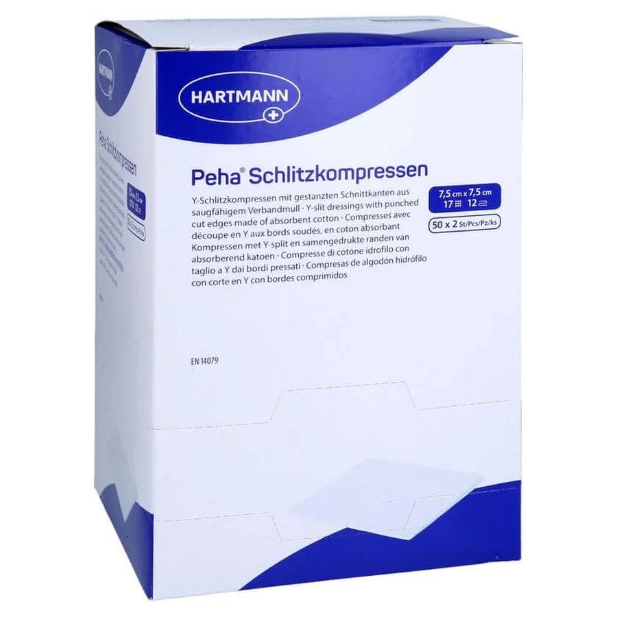 Compresses à fente Peha 7,5x7,5 cm stériles 50X2 pcs