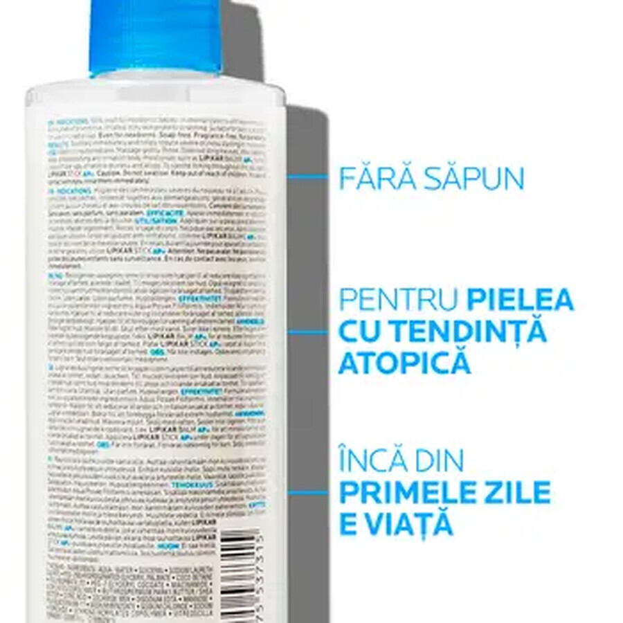 Gel de curățare calmant pentru piele sensibilă sau uscată Lipikar Syndet, 400 ml, La Roche-Posay