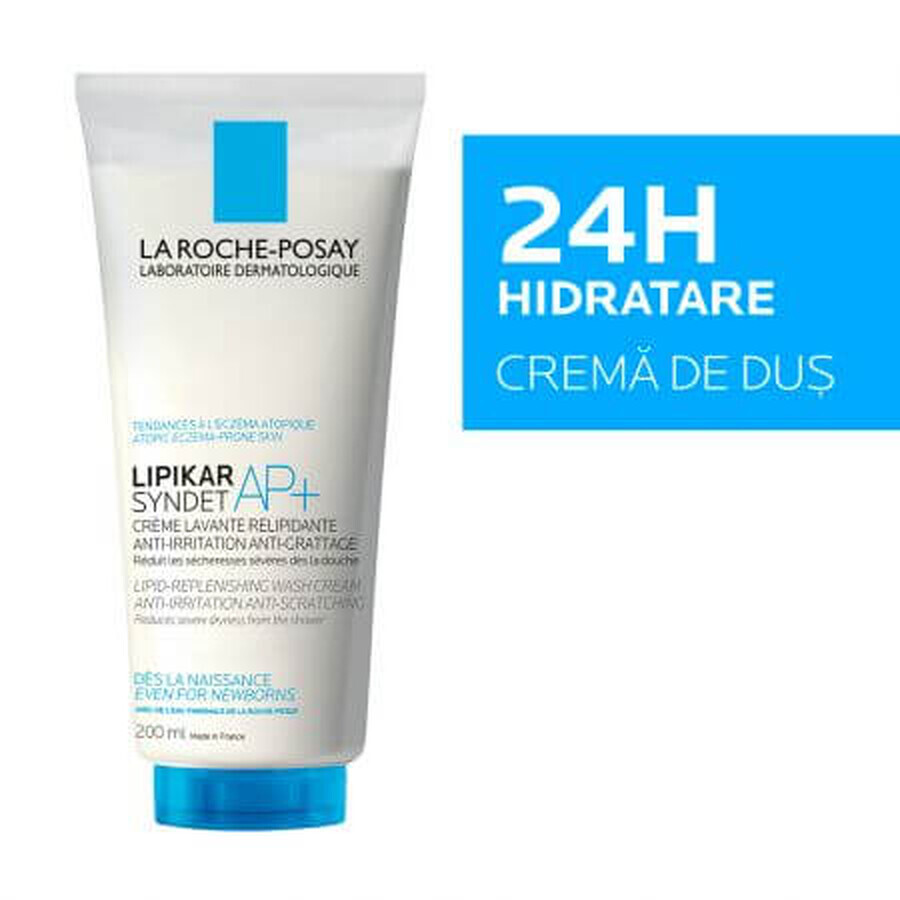 La Roche-Posay Lipikar Syndet AP+ Anti-Irritation Waschcreme für empfindliche Haut, 200 ml