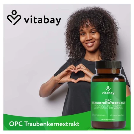 Vitabay OPC Extracto de semilla de uva 1000 mg dosis alta 120 St
