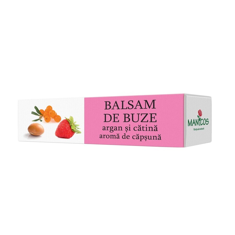 Lippenbalsem met arganolie, cathine en aardbeiensmaak 4.8g, Manicos