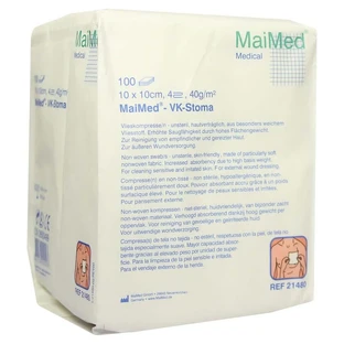 MaiMed VK Stoma Vlieskompressen 10 x 10 cm, 4-fach, 40 g/m², unsteril 100 St
