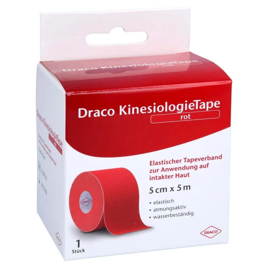 Draco kinesiology tape 5 cmx5 m rojo 1 ud.