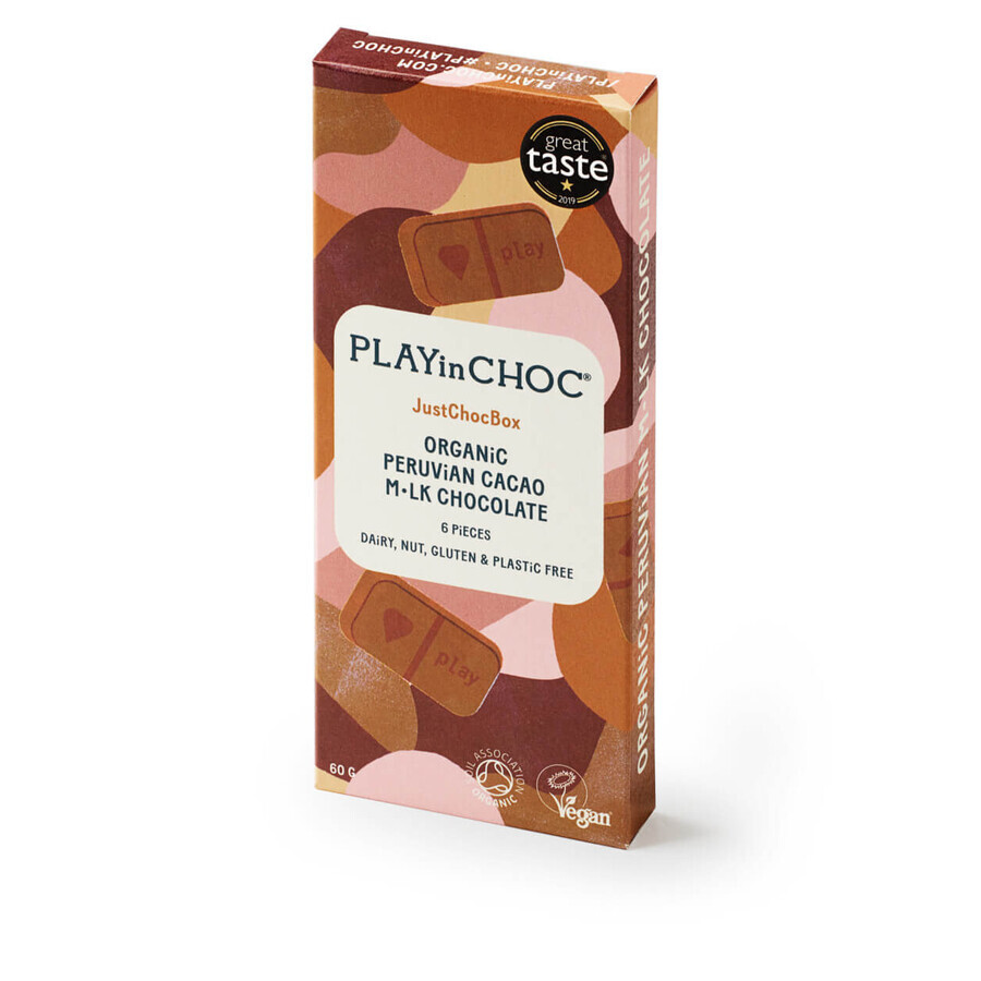 Ciocolata organica PLAYin CHOC - Milk Chocolates 60g