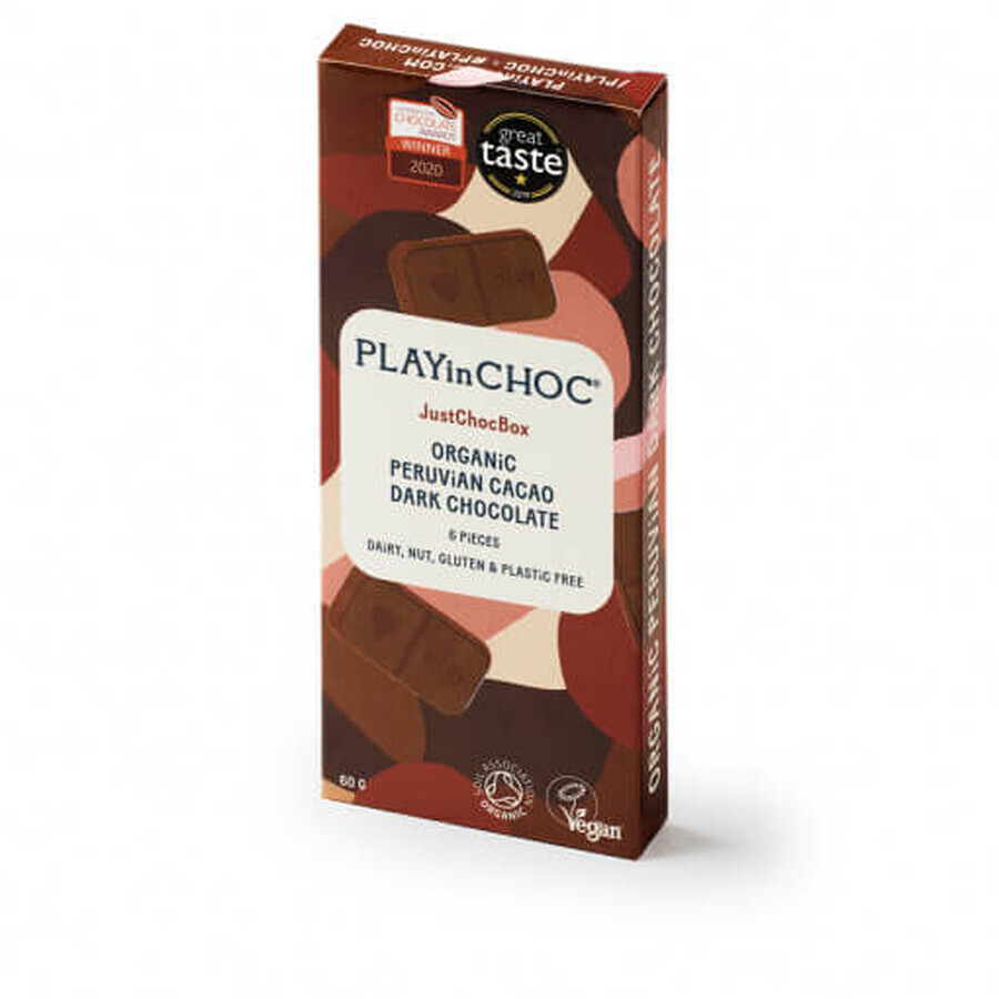 Ciocolata organica JustChoc Box Dark Chocolates 60g