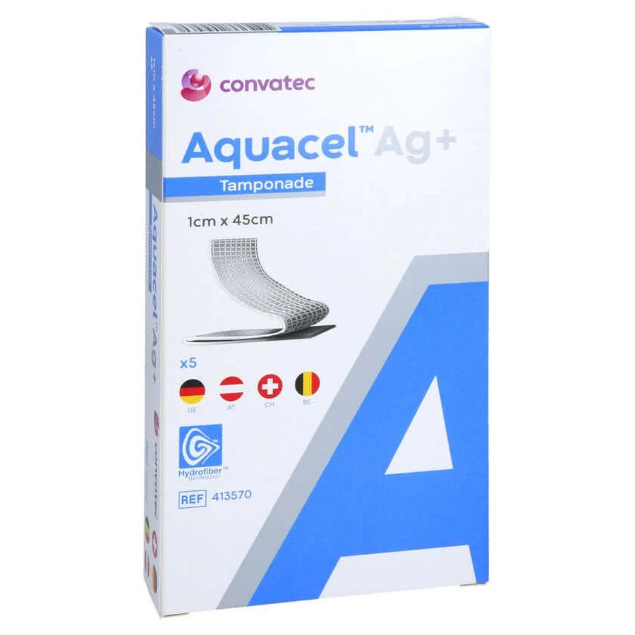 Aquacel Ag+ 1x45 cm Tamponades 5 pcs