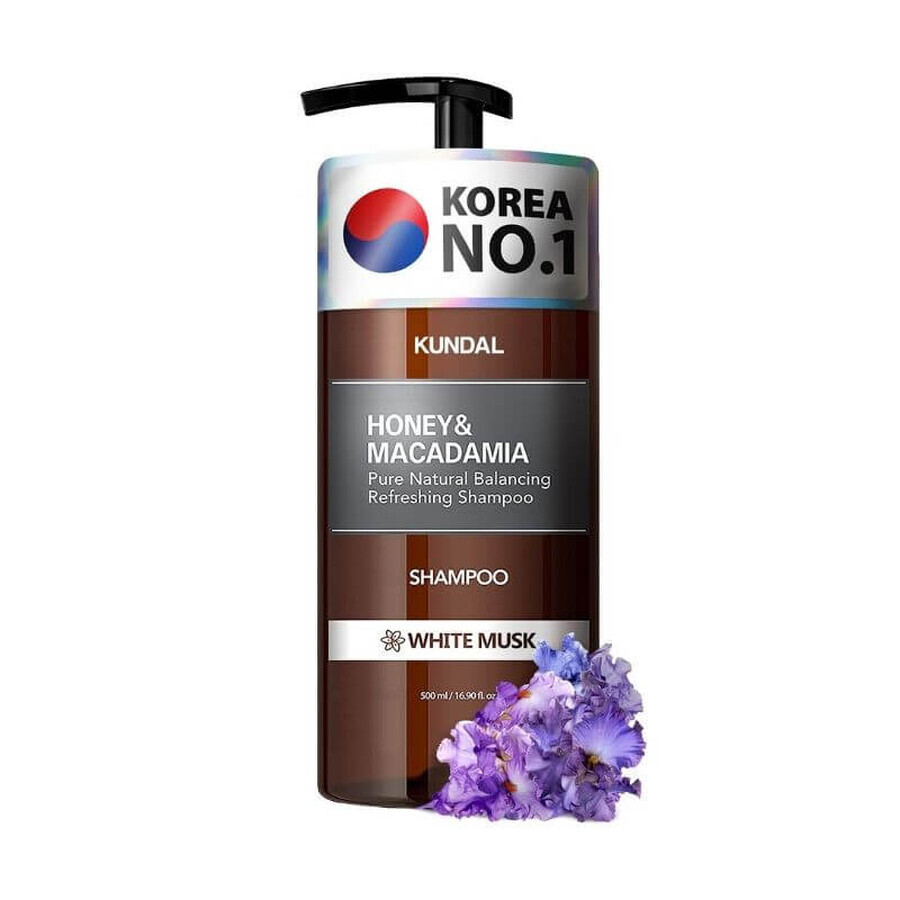 Sampon hipoalergenic natural si extra-hidratant, cu miere si macadamia, Amber Vanilla, Kundal, 500 ml