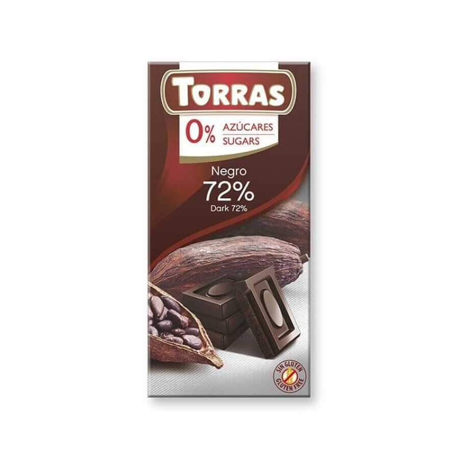 Chocolate with 72% sugar and gluten free cocoa 75g TORRAS