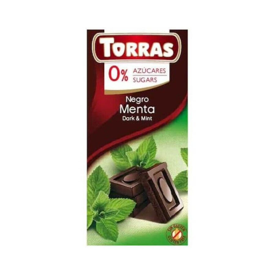 Ciocolata neagra cu menta fara zahar si gluten 75g TORRAS