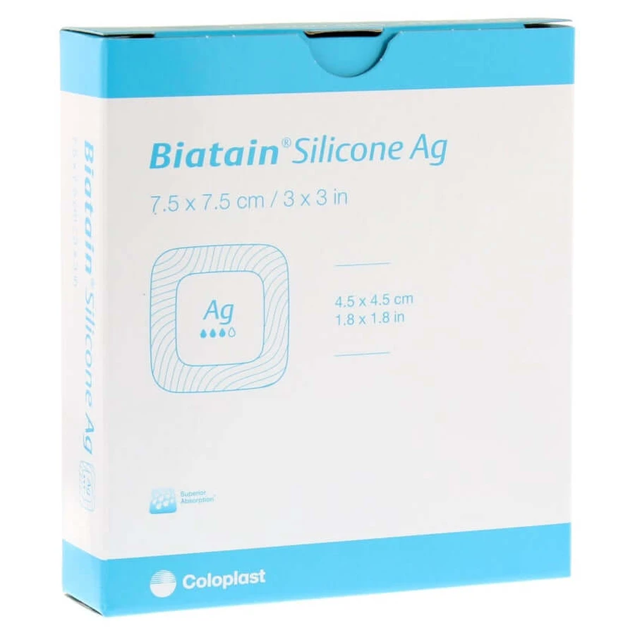 Apósito de espuma de silicona Biatain Ag 7,5x7, 5 uds.