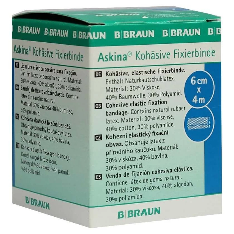 Askina fixatieverband cohesief 6 cmx4 m 1 st