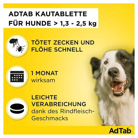 AdTab hond 1,3 - 2,5 kg kauwtabletten 3 st.