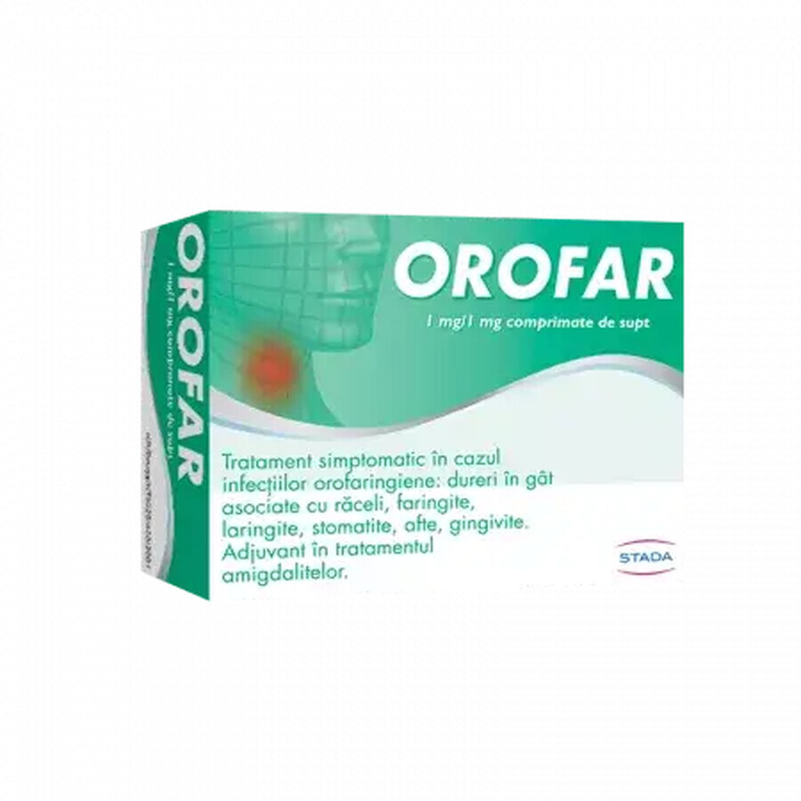 Orofar, 1 mg/1 mg, 24 comprimate de supt, Stada