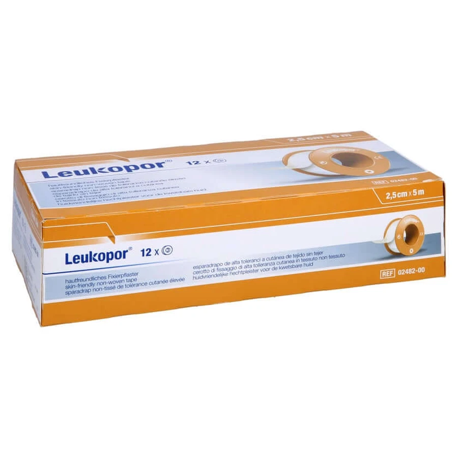 Leukopor 2,5 cmx5 m 12 stuks